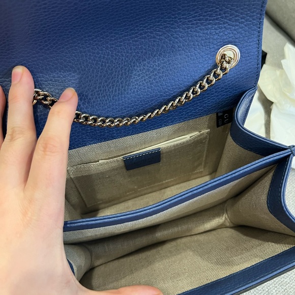 NEW Gucci Interlocking GG Logo Blue Caspian Chain Bag - Picture 7 of 16